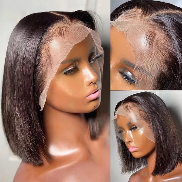 13AAA straight single-drawn 13x4 lace front bob wig