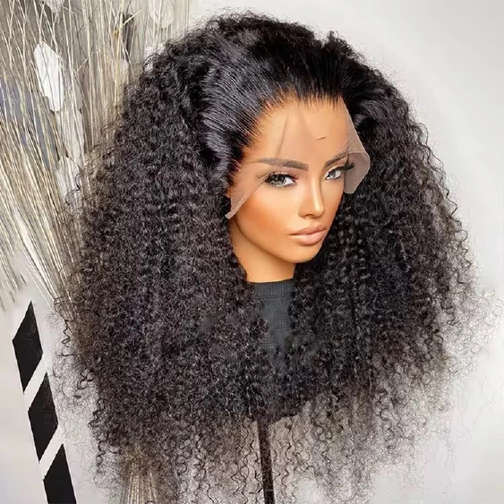 13AA Jerry Curly 13x4 lace frontal wig in Natural Black