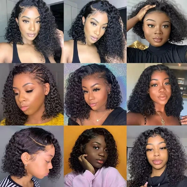 13AA Jerry Curly short 13x4 lace front bob wig