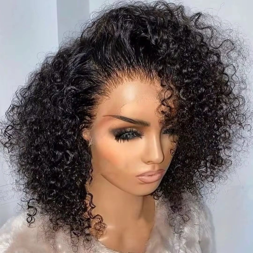 13AA Jerry Curly short 13x4 lace front bob wig