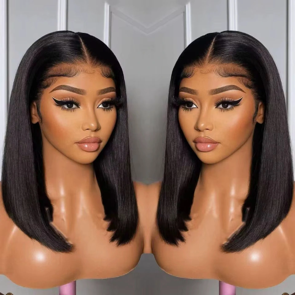13AAA BOB Lace Front Wig Human Hair Straight 13x4 Lace Frontal Wigs bob Hair Lace Front Wig Single drawn