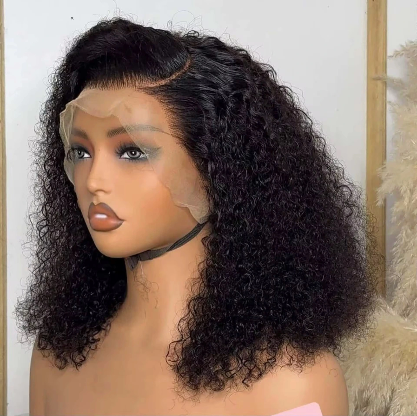 13AA Jerry Curly short 13x4 lace front bob wig