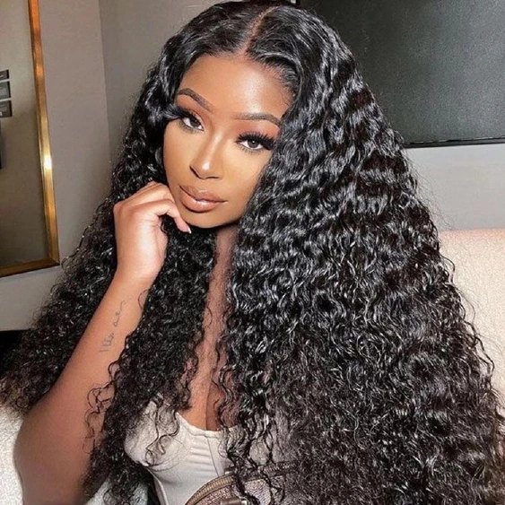 13AA Jerry Curly 13x4 lace frontal wig in Natural Black