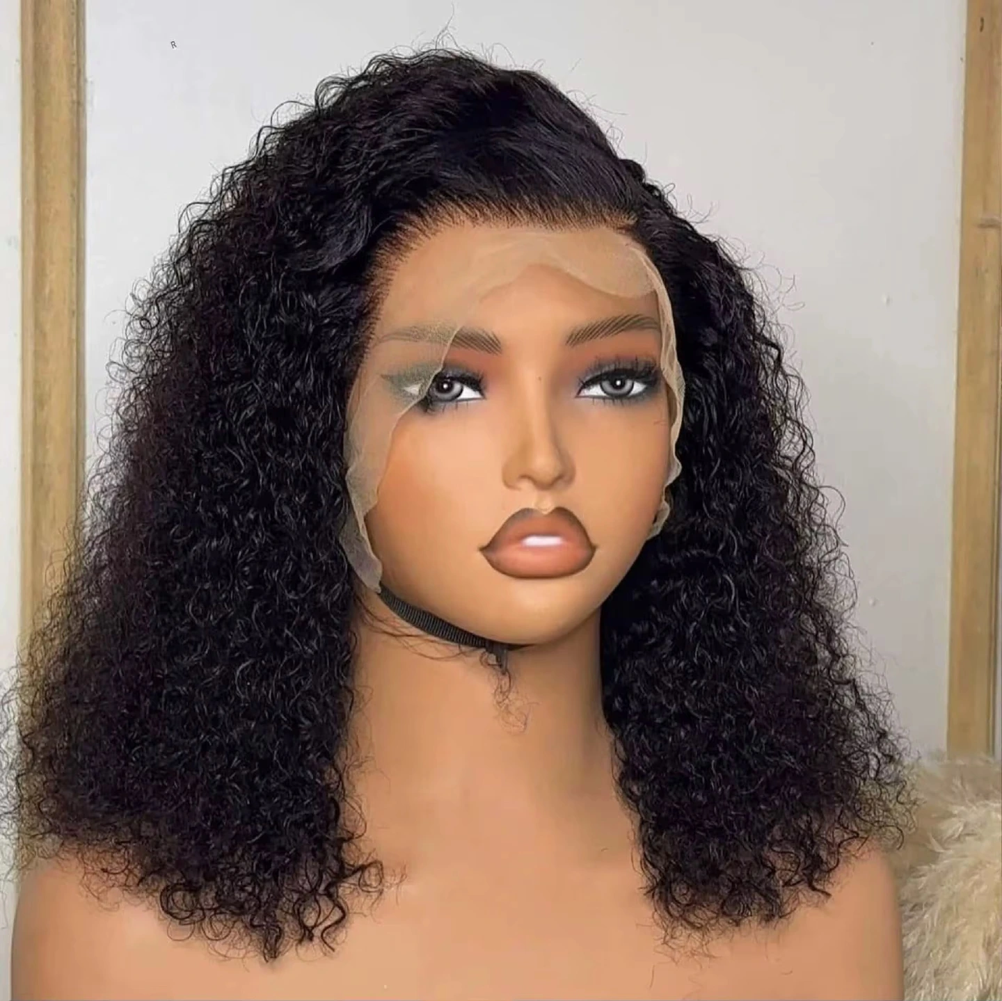 13AA Jerry Curly short 13x4 lace front bob wig