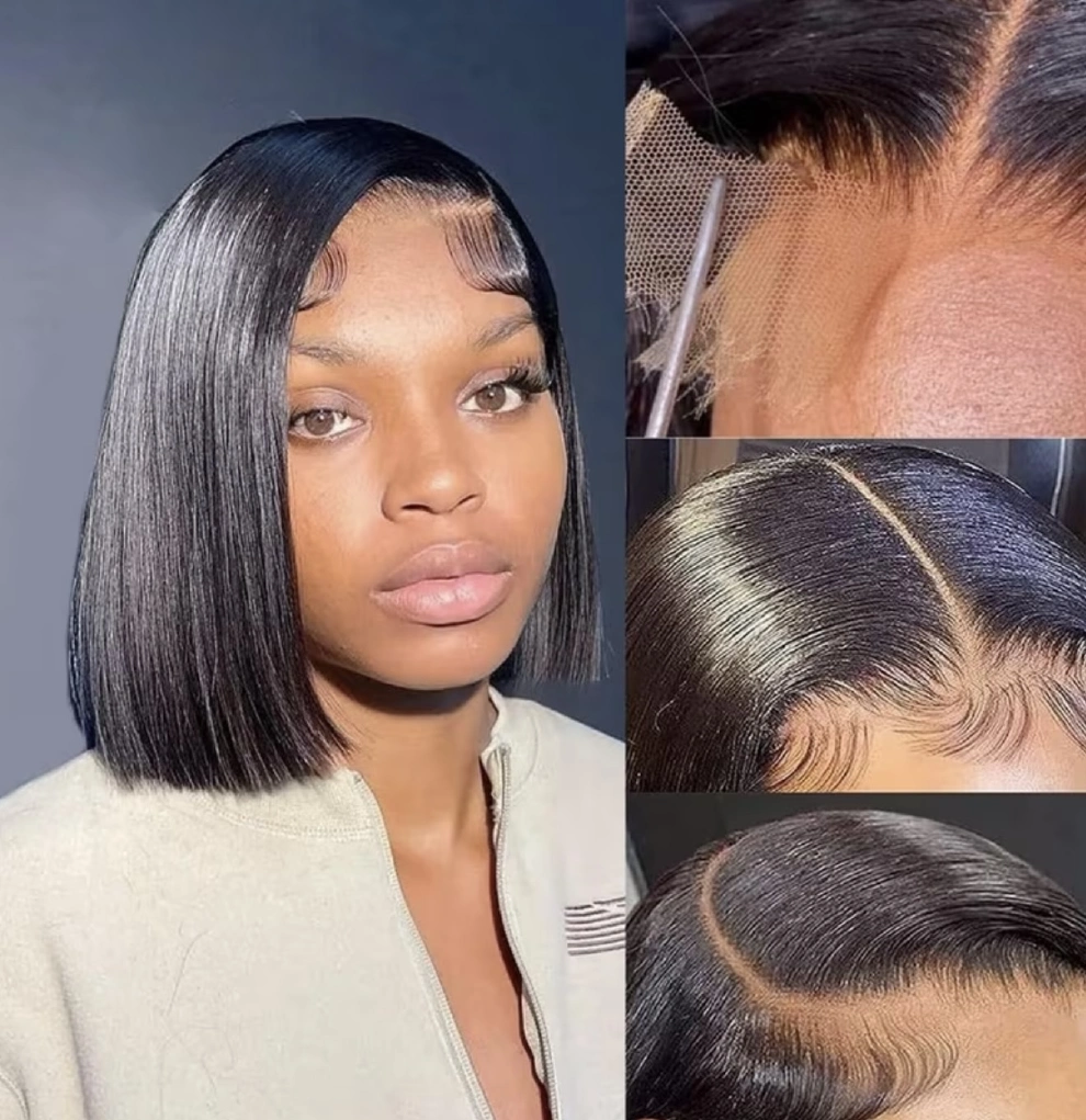 14A HD 6x6 super double-drawn Natural Black glueless bob wig