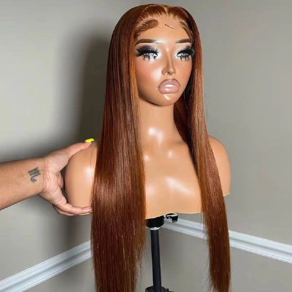 Brown #4 13AAA straight 13x4 lace front wig