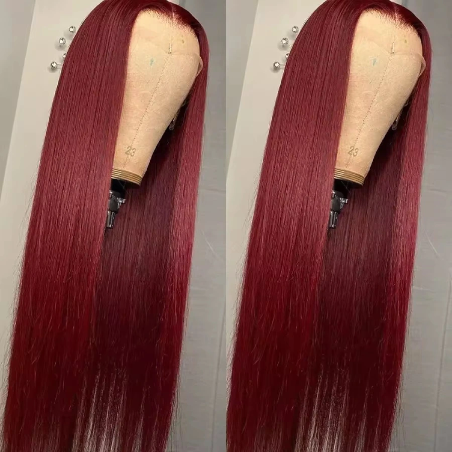 13AA 99J burgundy 13x4 lace frontal wig