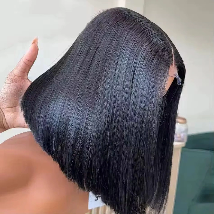 Vietnamese silky-straight Natural Black 5x5 glueless bob wig