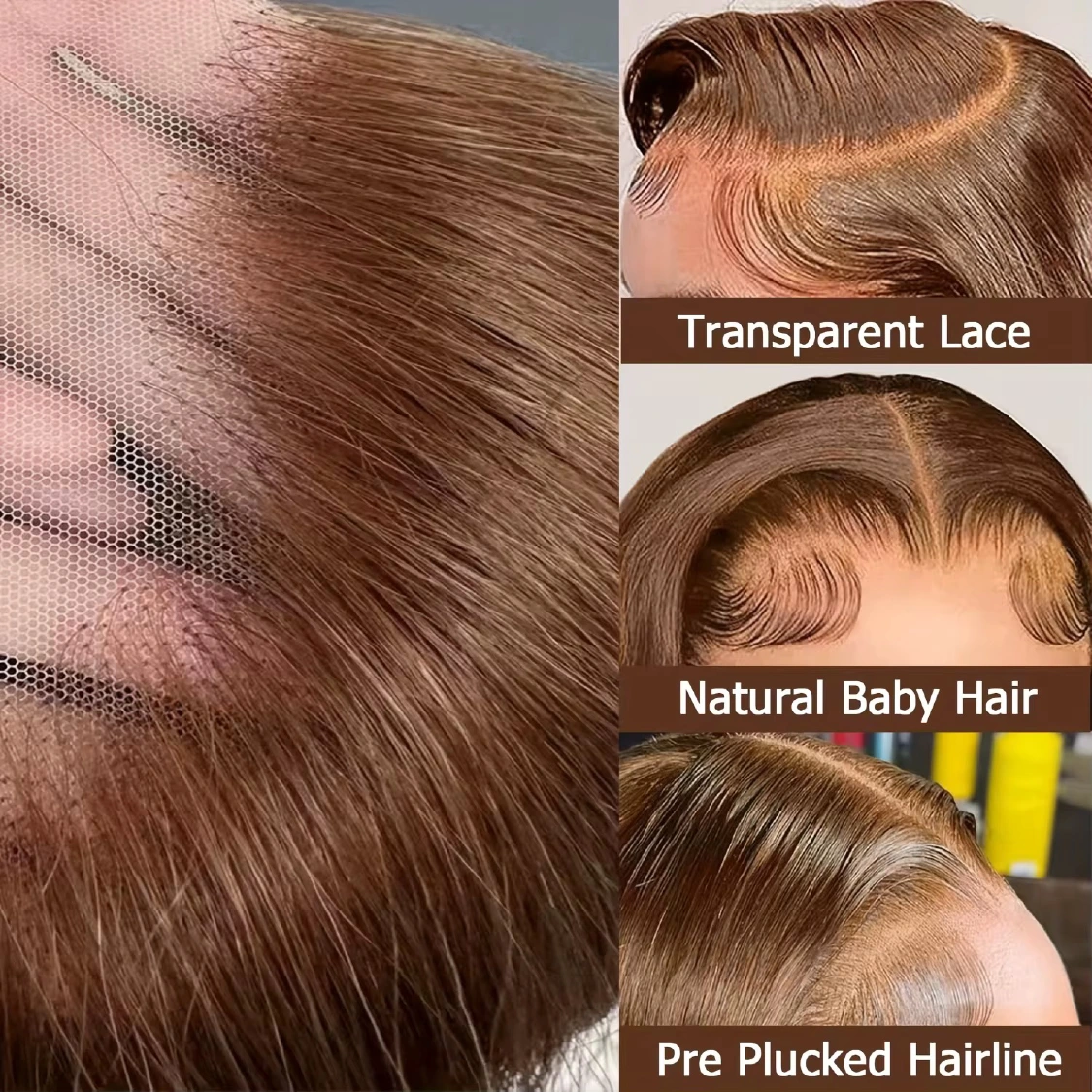 Brown #4 13AAA straight 13x4 lace front bob wig