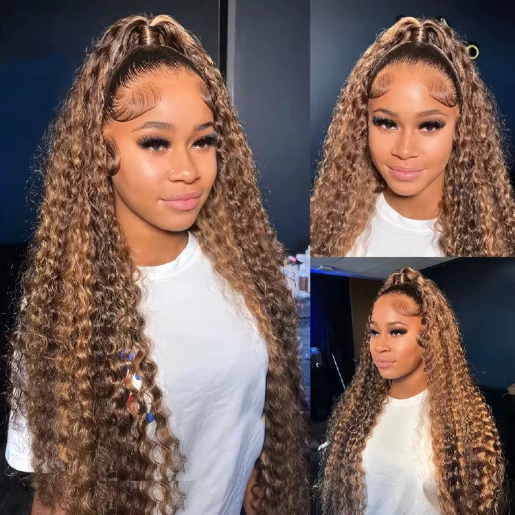 4/27 Jerry Curly highlight 13x4 full-frontal wig