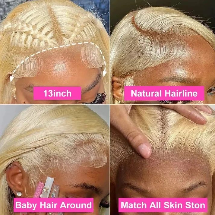 613 blonde Brazilian straight 13x4 lace frontal wig