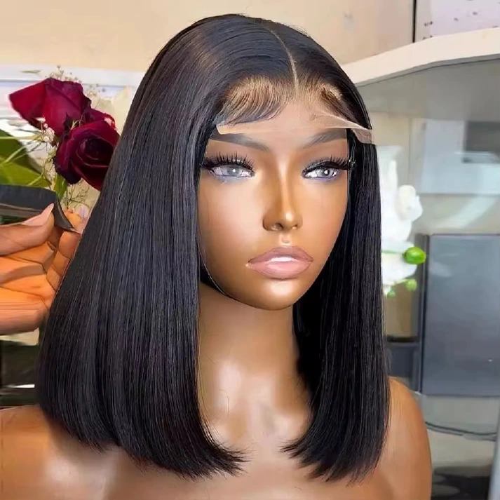 Vietnamese silky-straight Natural Black 5x5 glueless bob wig