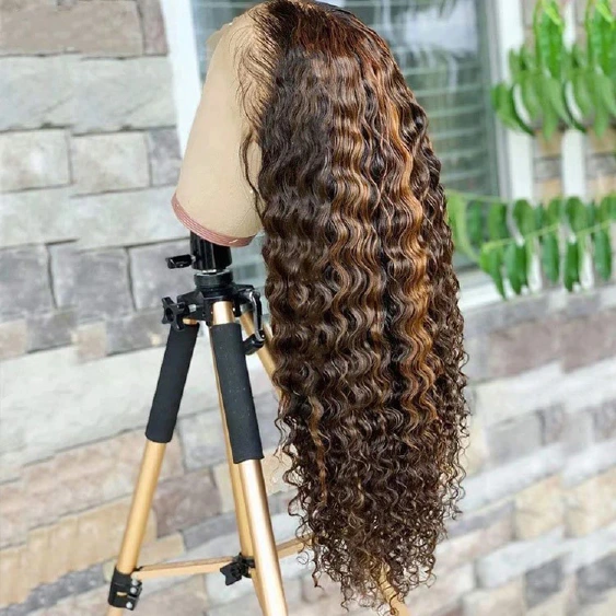 4/27 Jerry Curly highlight 13x4 full-frontal wig