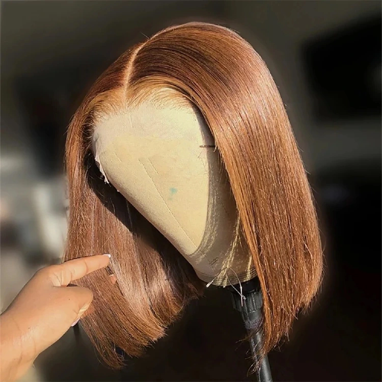 Brown #4 13AAA straight 13x4 lace front bob wig