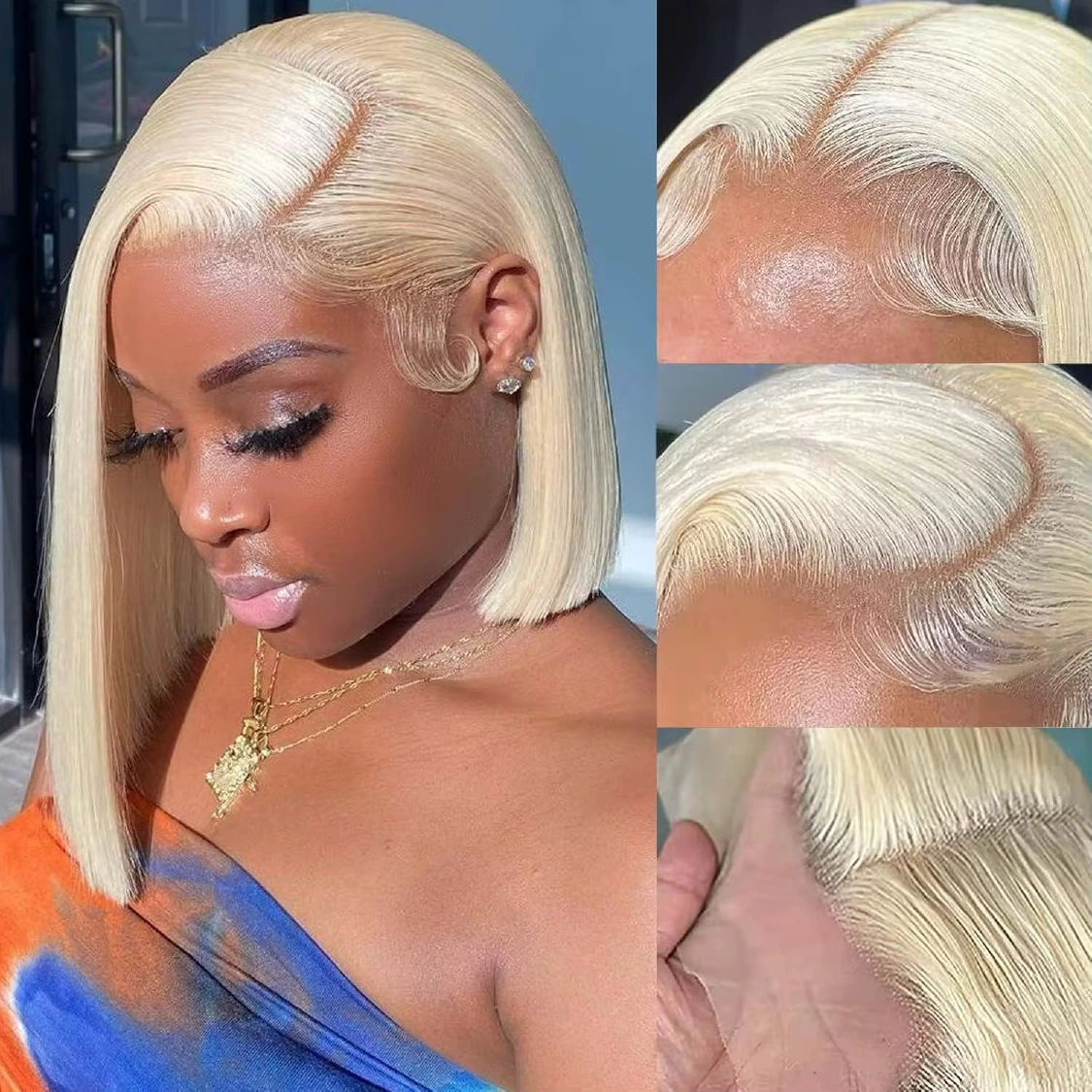 613 blonde Brazilian straight 13x4 lace front bob wig