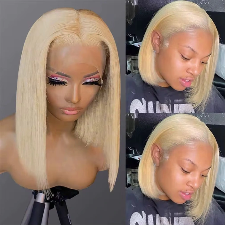 613 blonde Brazilian straight 13x4 lace front bob wig