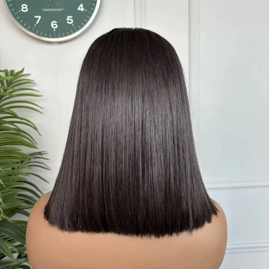 Vietnamese silky-straight Natural Black 5x5 glueless bob wig