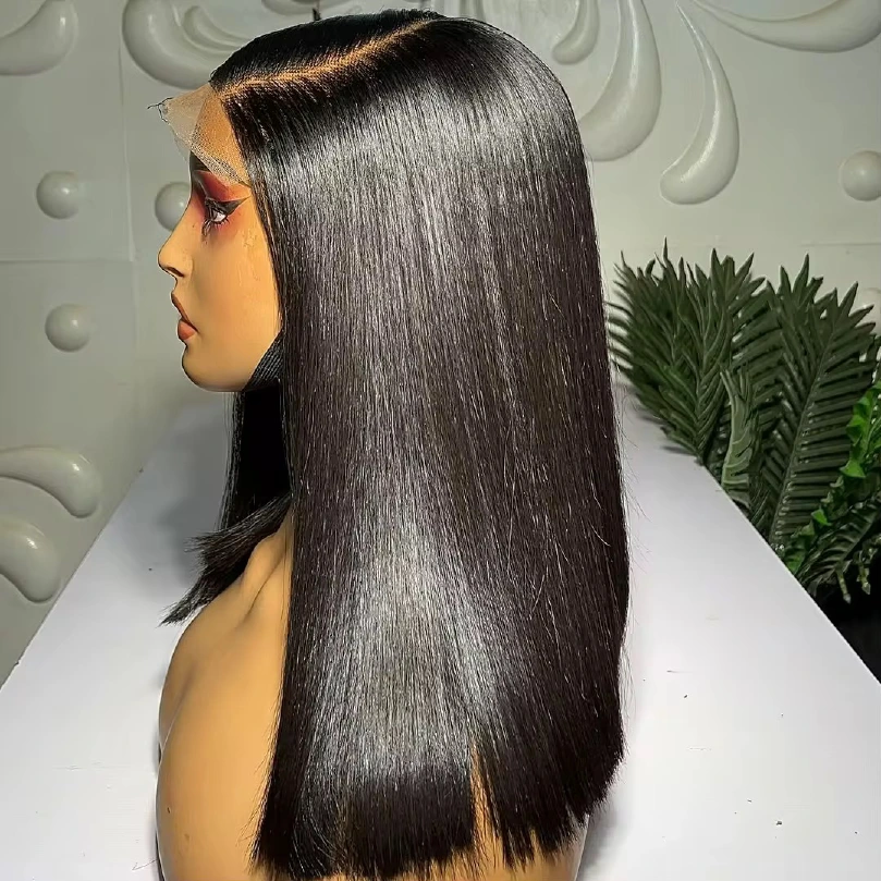 Vietnamese silky-straight Natural Black 5x5 glueless bob wig