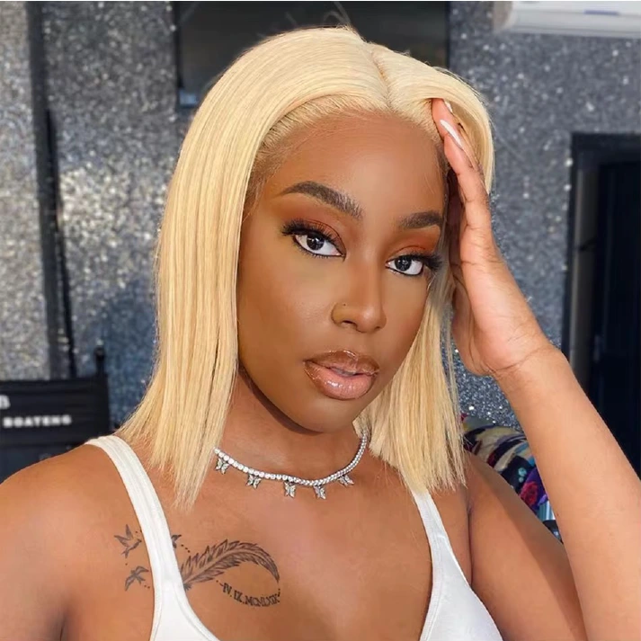 613 blonde Brazilian straight 13x4 lace front bob wig