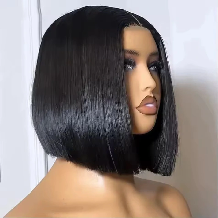Vietnamese silky-straight Natural Black 2x6 glueless bob wig