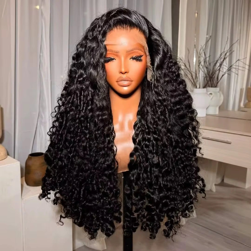 16A Burmese Curly Natural Black full lace frontal wig
