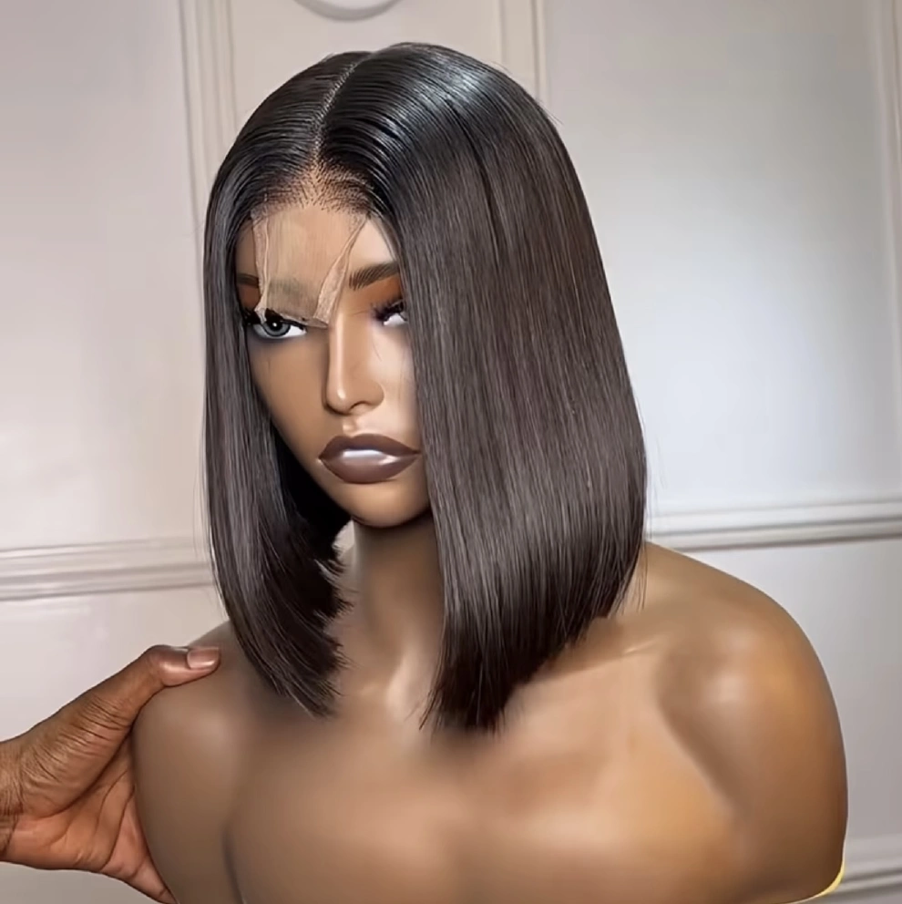 Vietnamese silky-straight Natural Black 2x6 glueless bob wig