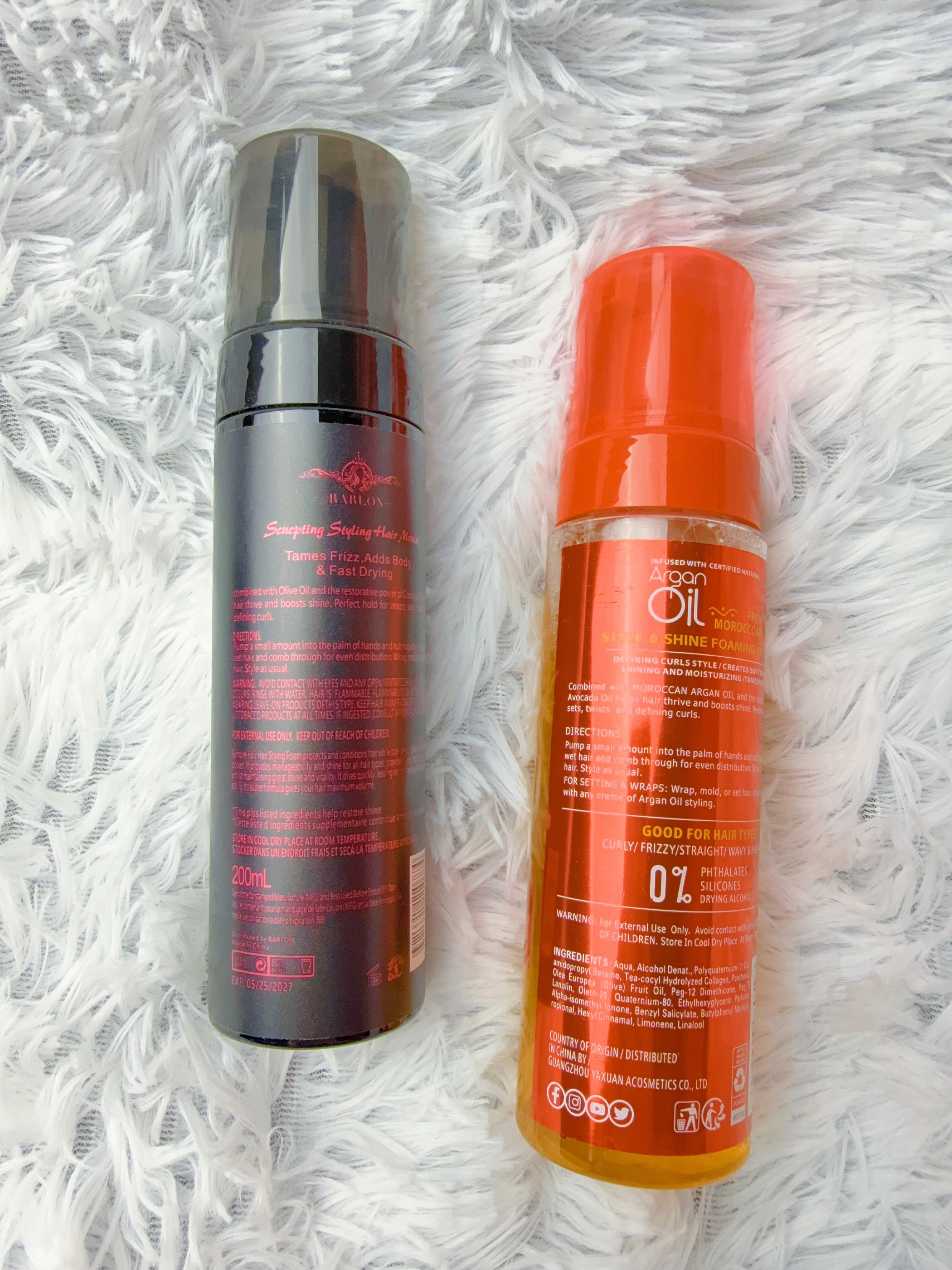 Rarlon Hair-Care Mousse with black and yellow selector options