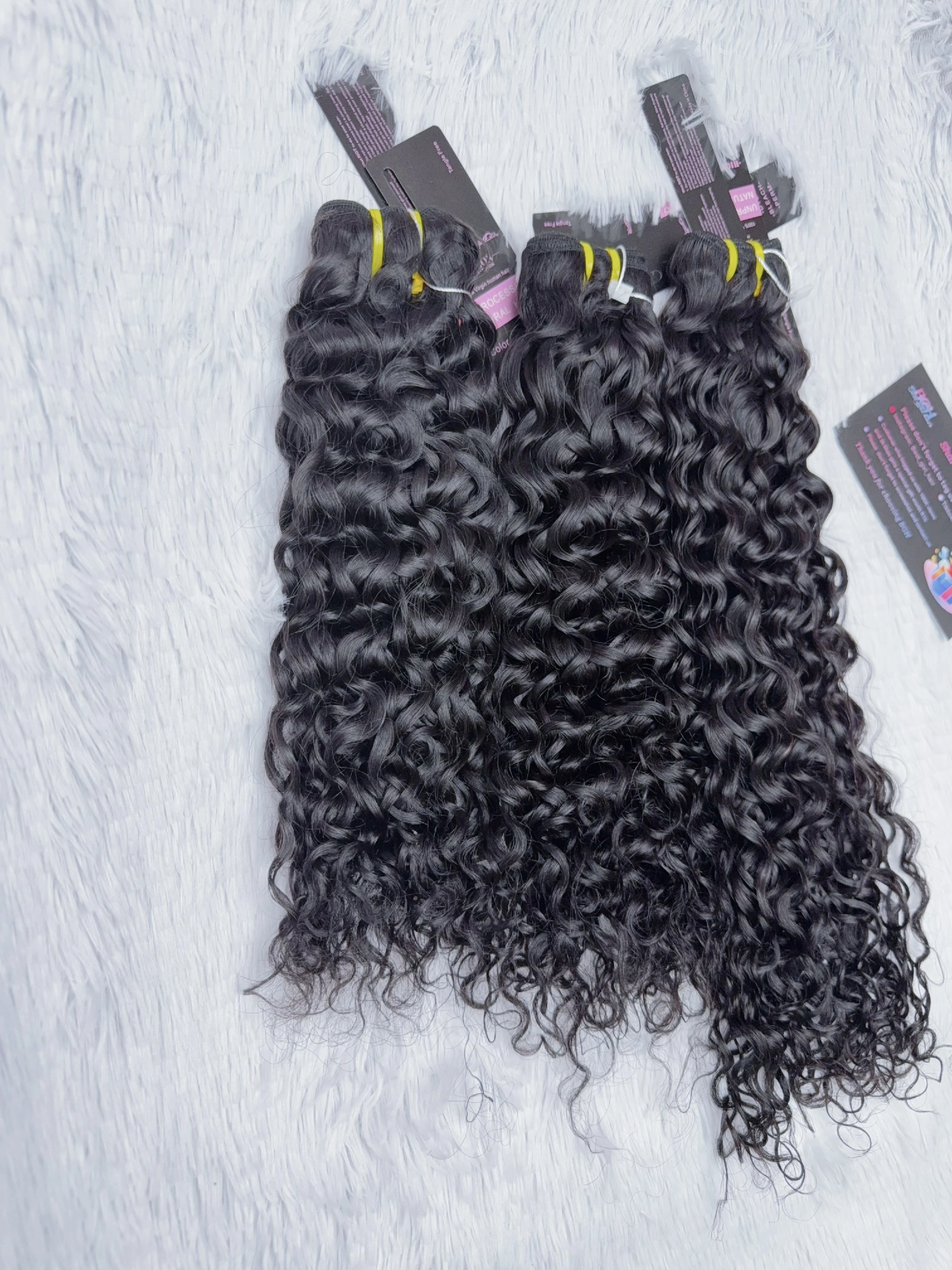 14AA Double Drawn Curly human hair bundles with eleven lengths