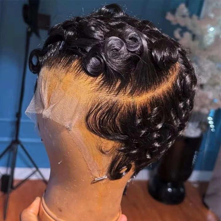 Wholesale Short Pixie Wigs Damo Pixie Curly 13*4 Lace Wig 