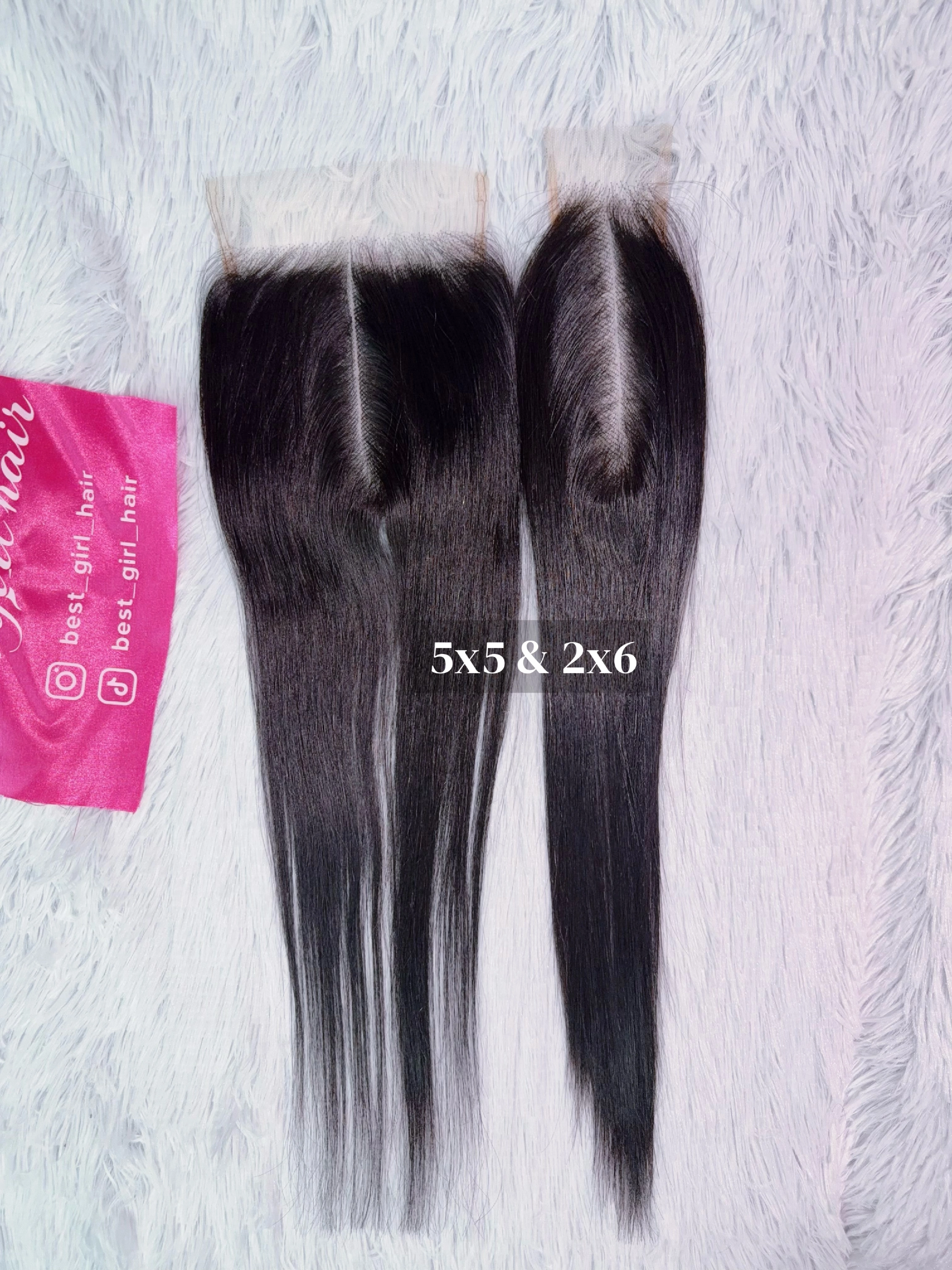 13A transparent-lace closure in 5x5 and 2x6 formats