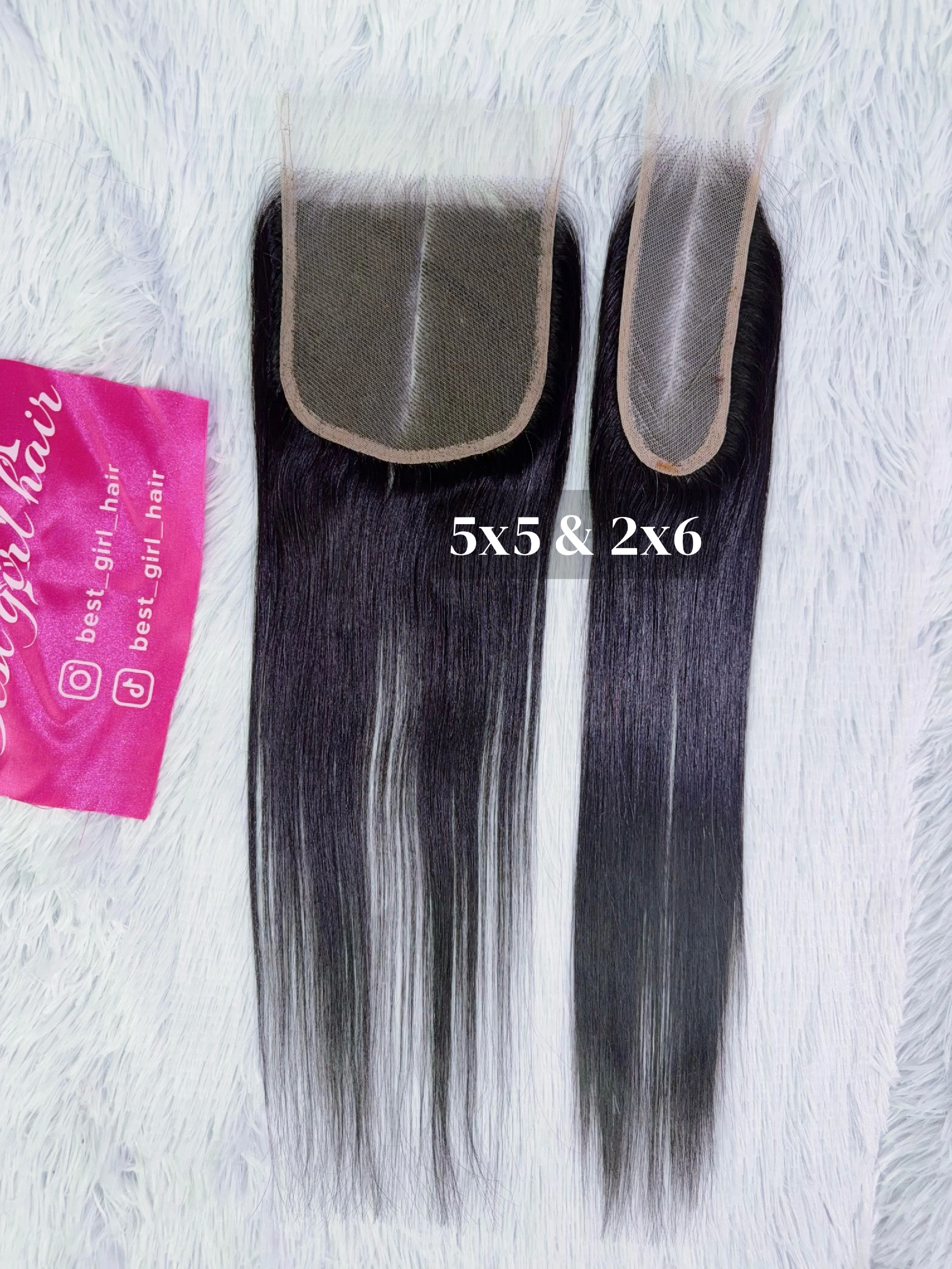 13A transparent-lace closure in 5x5 and 2x6 formats