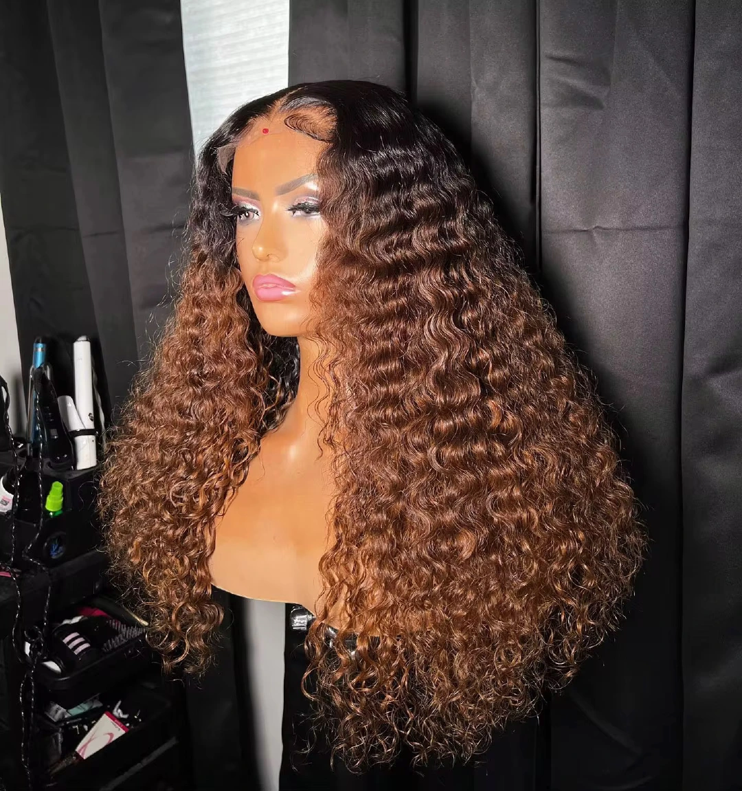 Wholesale 14A Super Double Drawn DP 5X5 Glueless Curly Wigs 5x5 Super Double Drawn Curly Wigs 