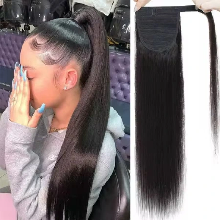 Wholesale Rarlon Hair Ponytail Straight Human Hair With Clip 