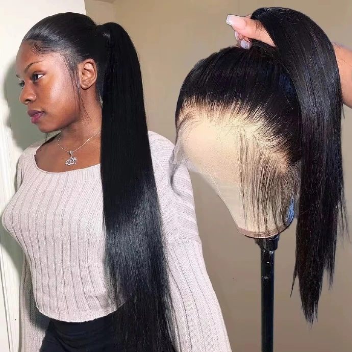 Natural Black 360 lace-front human-hair wig