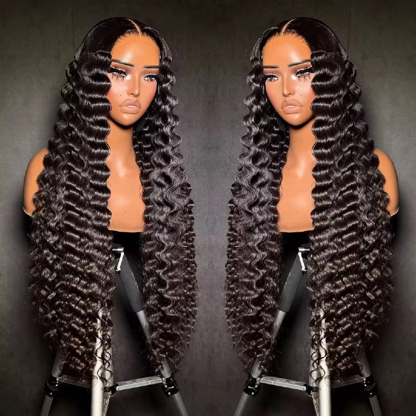 Wholesale 13AA Full frontal 13x4 Deep Wave Lace Wig lace Front Human Hair Deep Wave Wigs