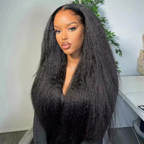 Wholesale 13AA Full frontal 13x4 Kinky Straight Lace Wig lace Front Human Hair Yaki Wig