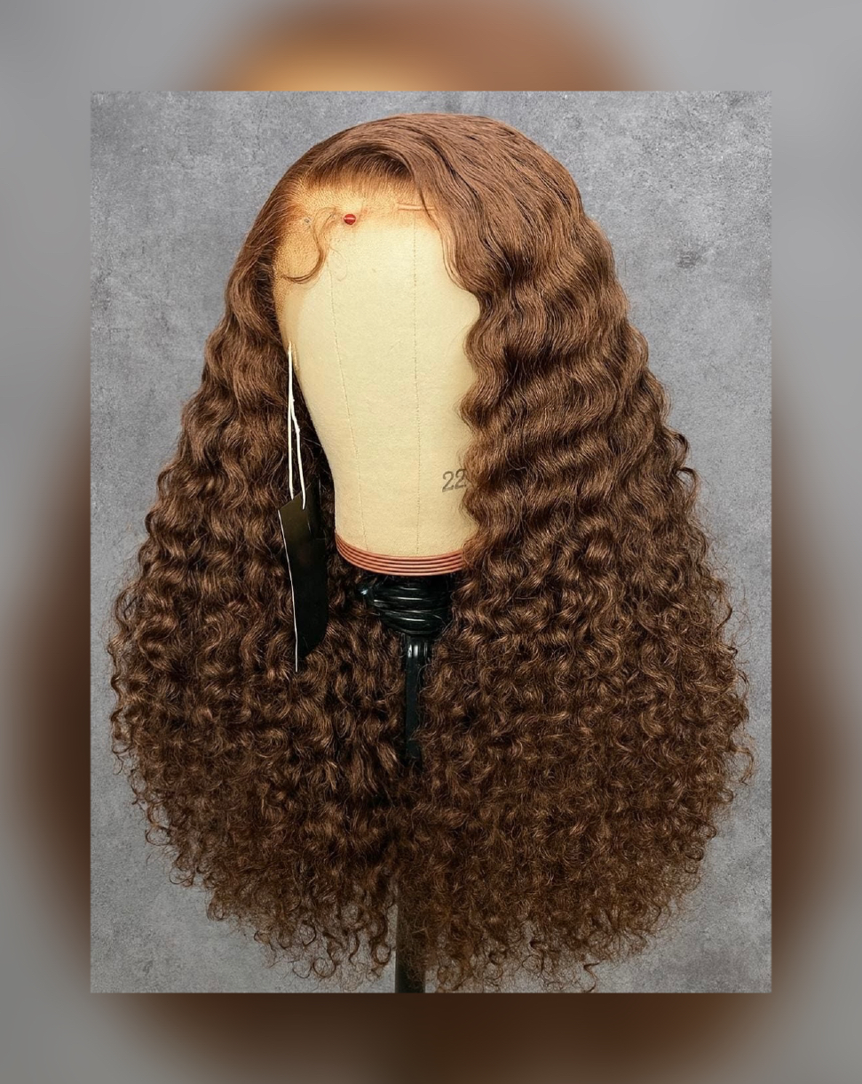 14A double-drawn 5x5 glueless curly wig Brown colours