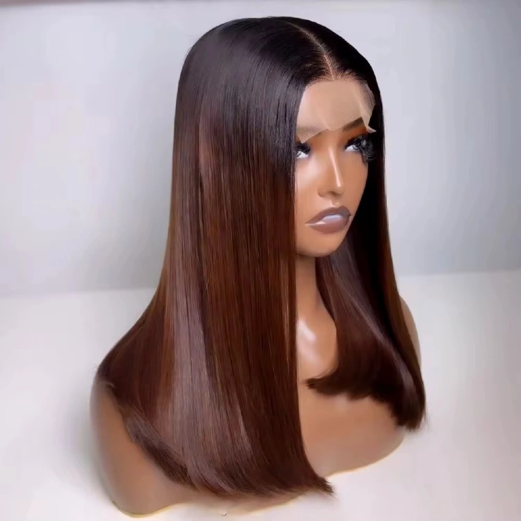 Vietnamese bone-straight 1B/#4 5x5 glueless bob wig