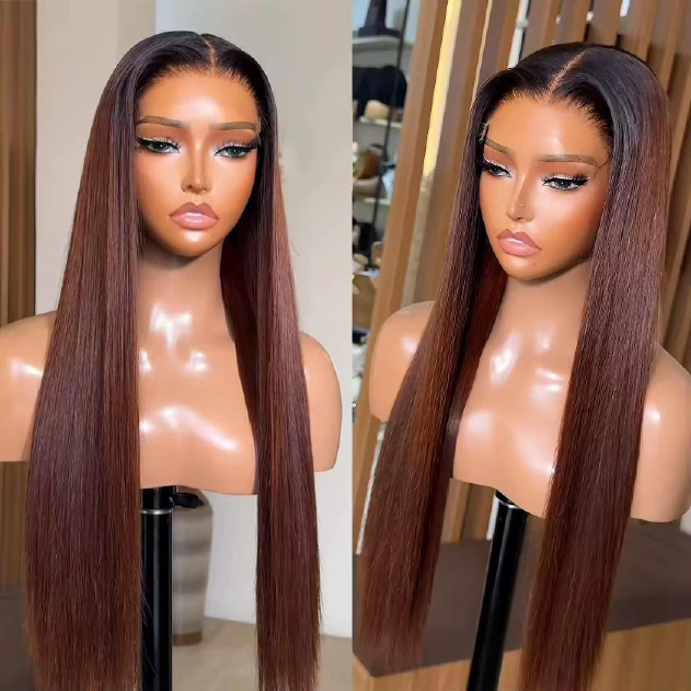 Vietnamese bone-straight 1B/#4 5x5 glueless bob wig