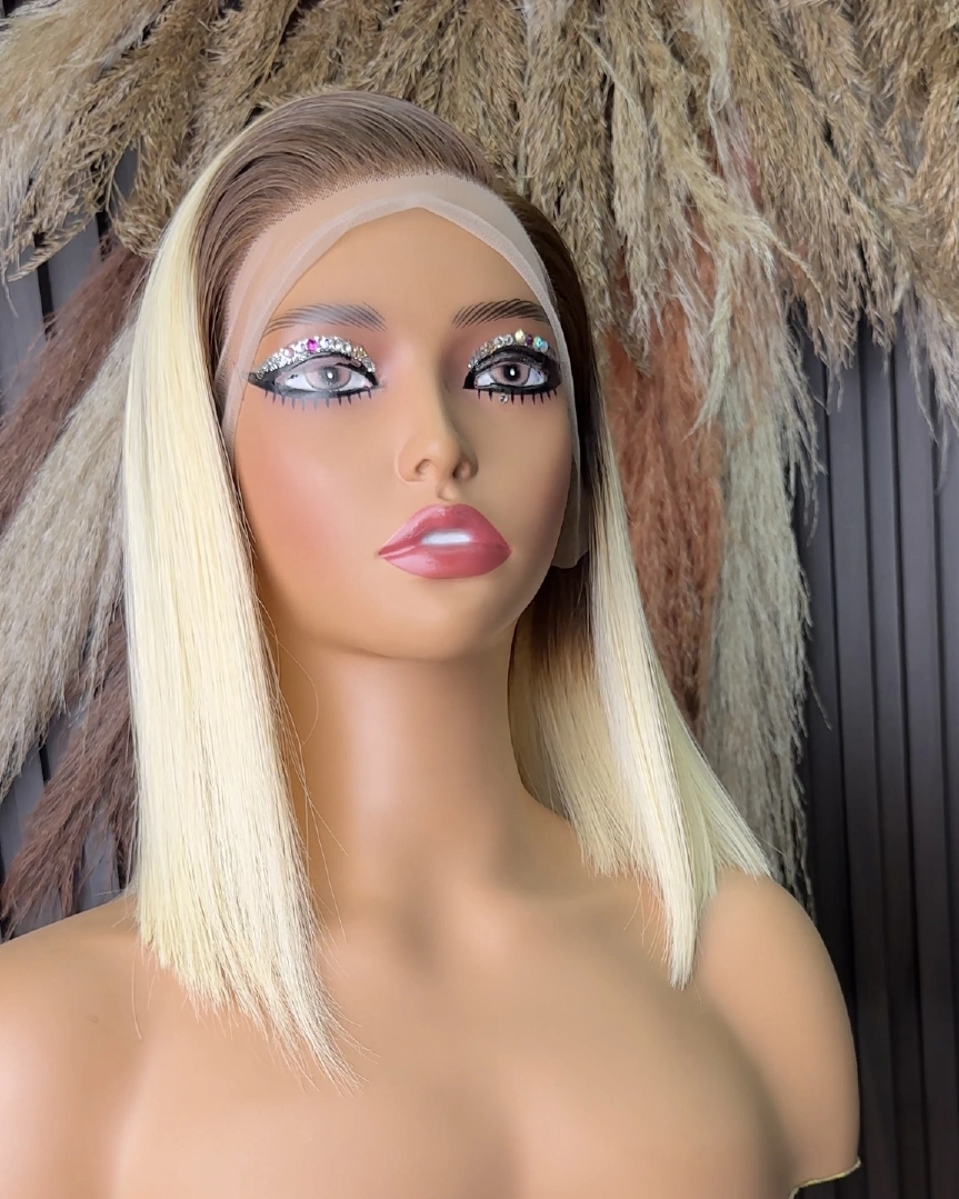 Brazilian 4/613 straight 13x4 lace-frontal bob wig