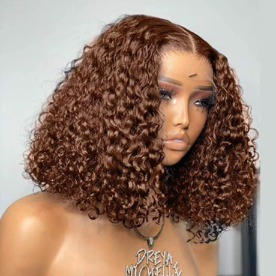 14AA SDD Brown #4 5x5 glueless water-curly wig