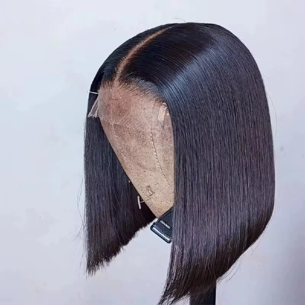 14AA super double-drawn Natural Black 4x4 glueless bob