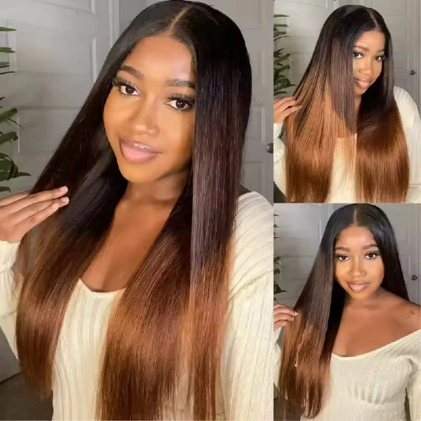 13AAA Brazilian straight 1B/#4 13x4 lace-front wig