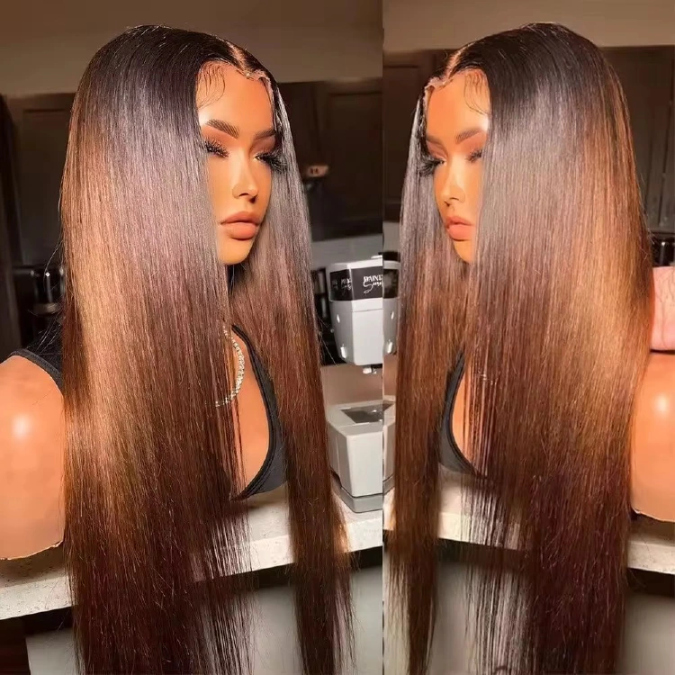 13AAA Brazilian straight 1B/#4 13x4 lace-front wig