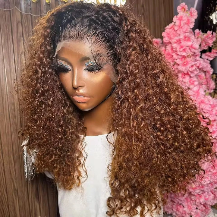 14A SDD 13x4 water-curly wig in Ombre, #4 and Black