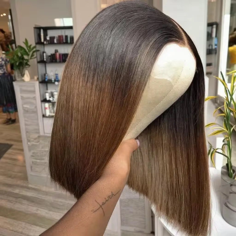 13AAA Brazilian straight 1B/#4 13x4 lace-front wig