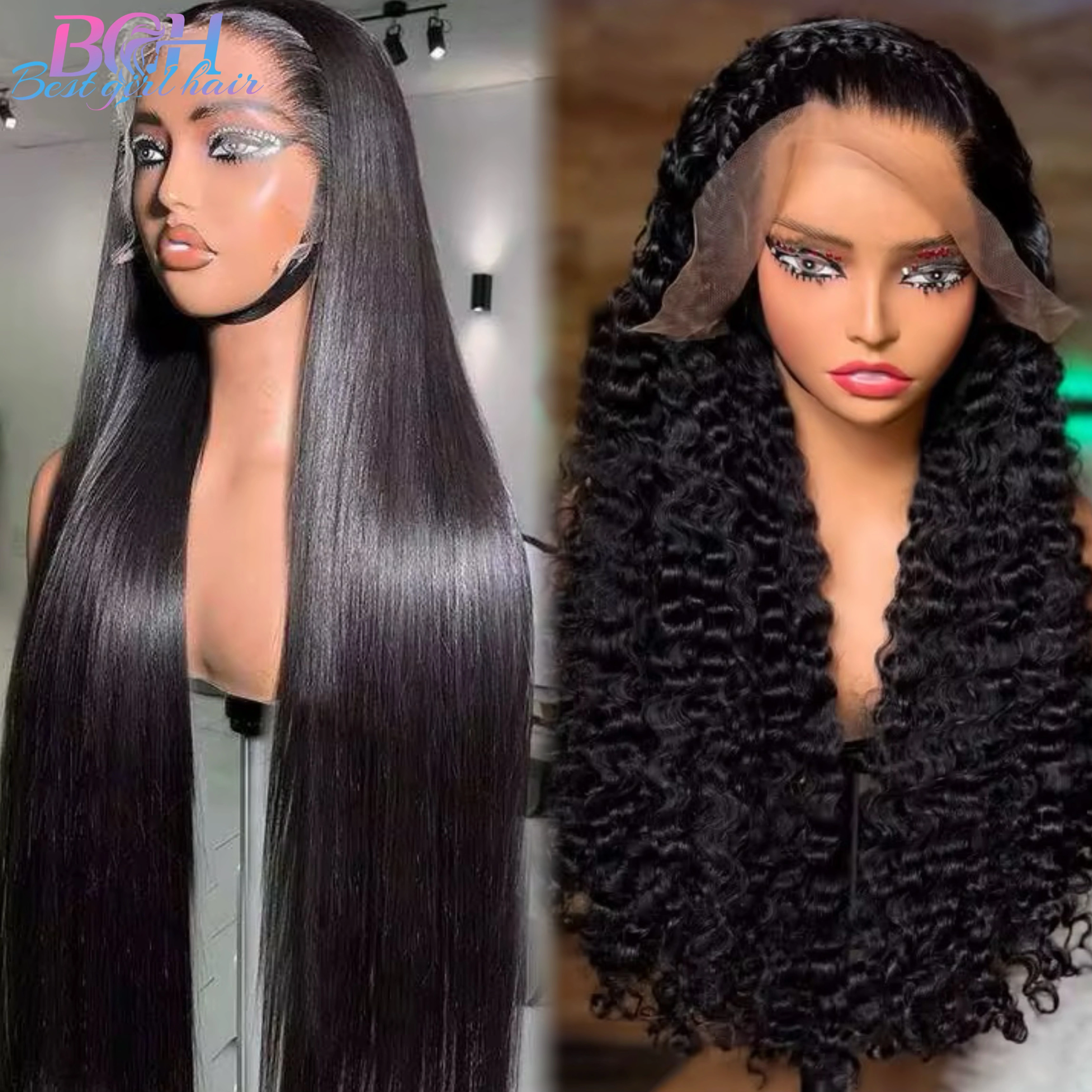 Wholesale 14A Double Drawn 13x4 SDD Full Frontal Straight & Curly Wig Human Hair 13x4 SDD Full Frontal Lace Wig