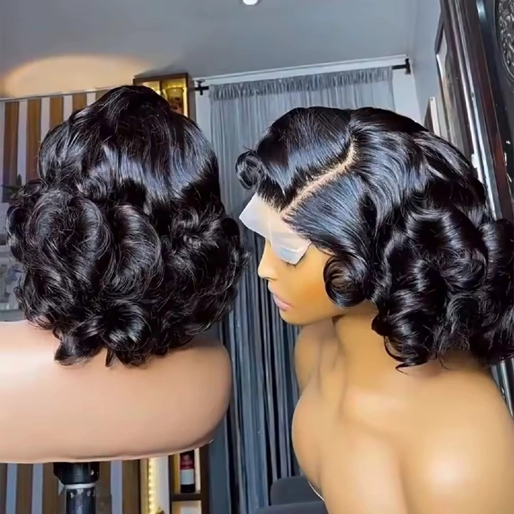 14A SDD bouncy-curly 13x4 bob and 5x5 pixie options