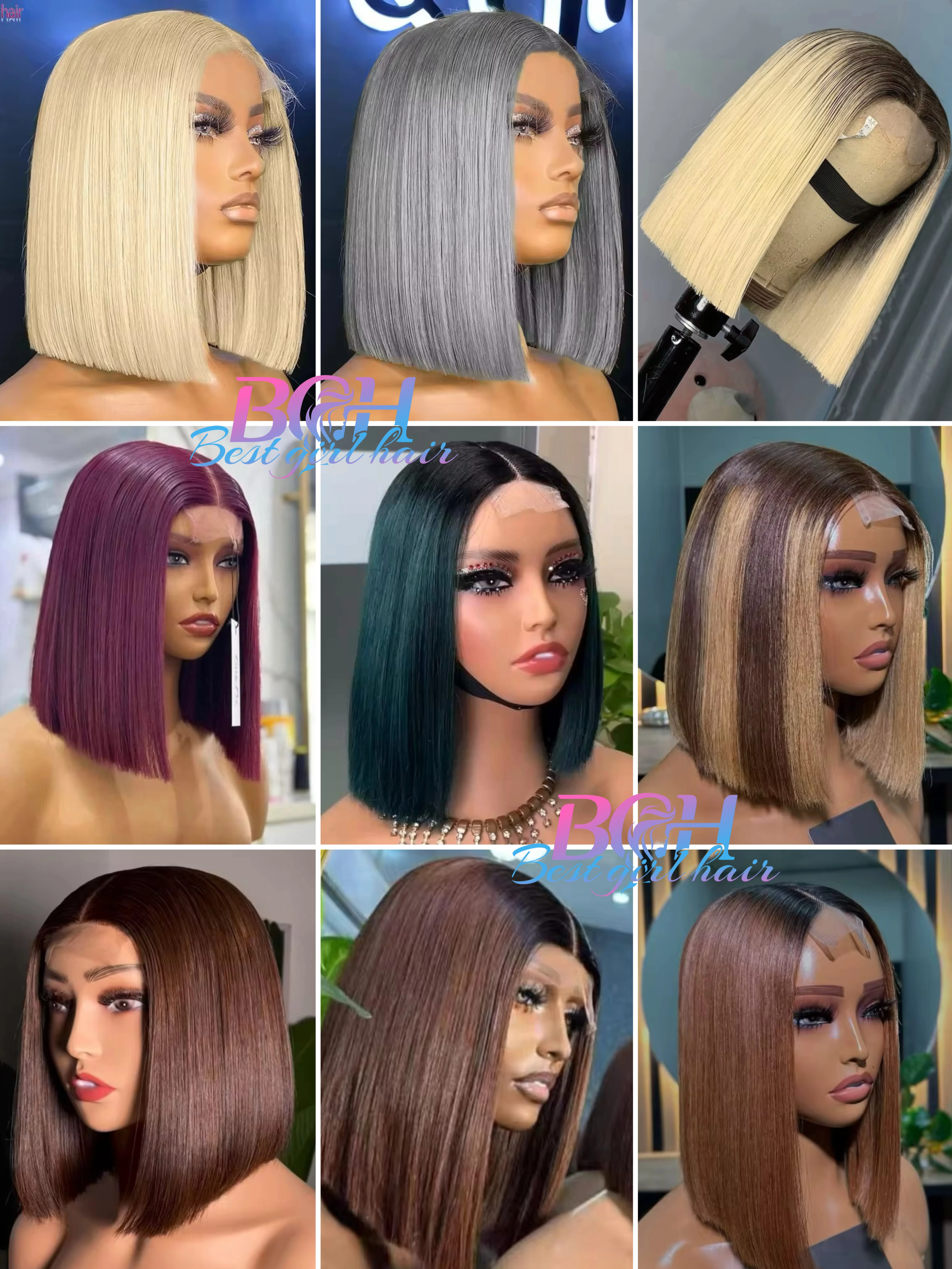 Wholesale Glueless Colors Bob Wigs 2x6 Lace Closure Wigs Human Hair Vietnamese Colors Bob Hair Silky Straight Human Hair Bob Wig