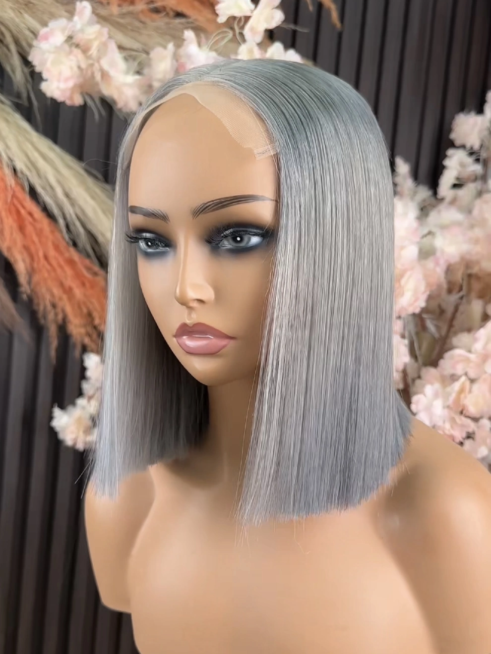 Vietnamese Grey 12-inch 5x5 glueless silky-straight bob